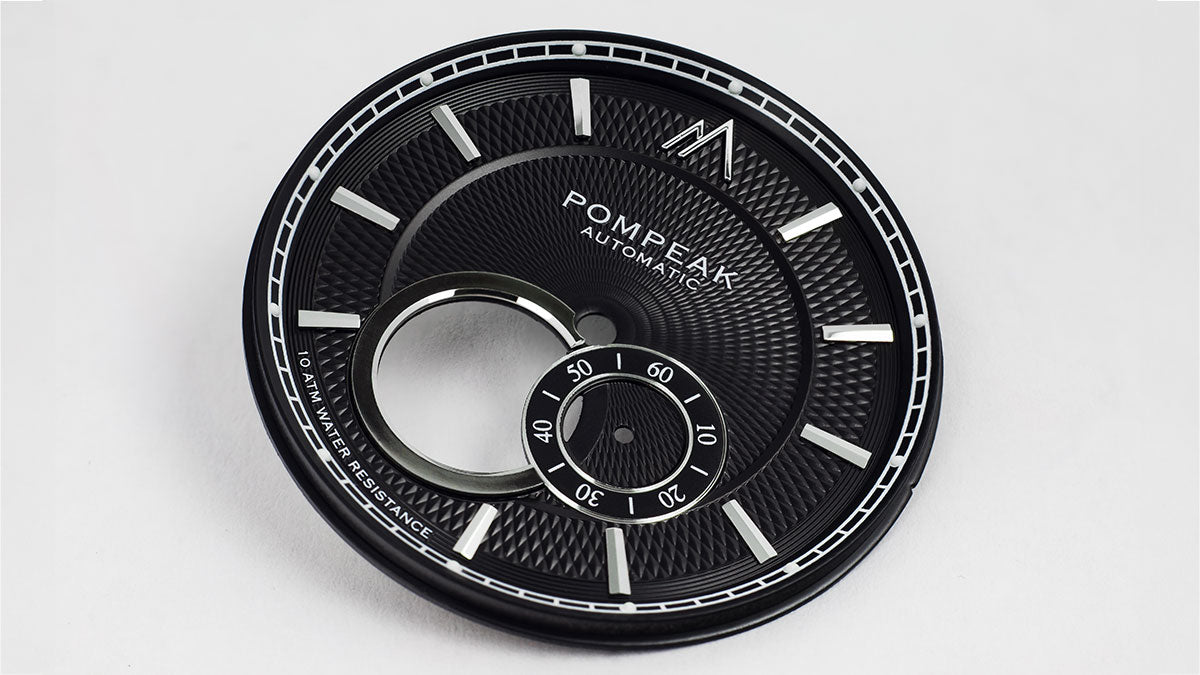 Pompeak watches Black Guilloche Dial from the gentlemens collection