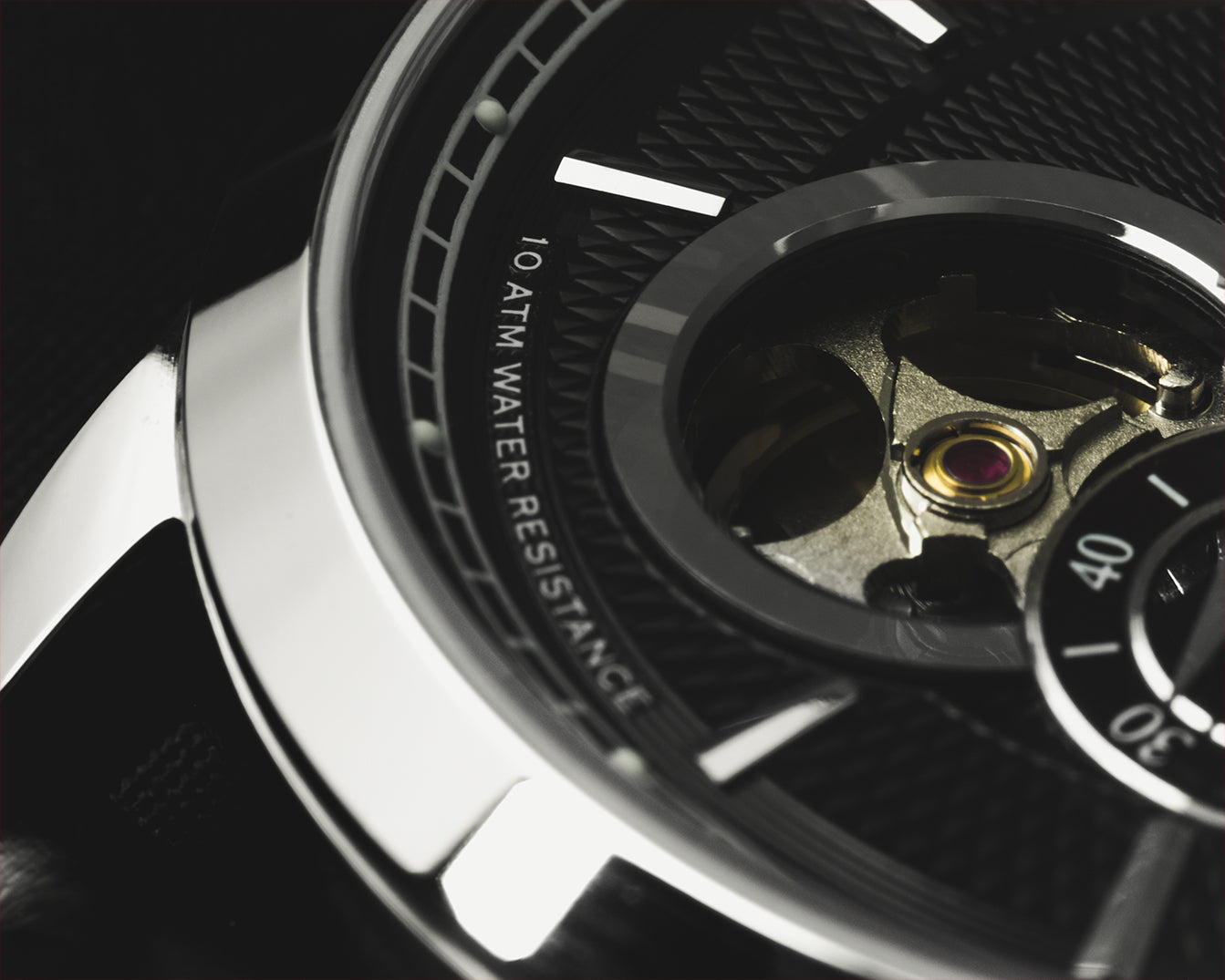 Pompeak automatic watch macro open heart