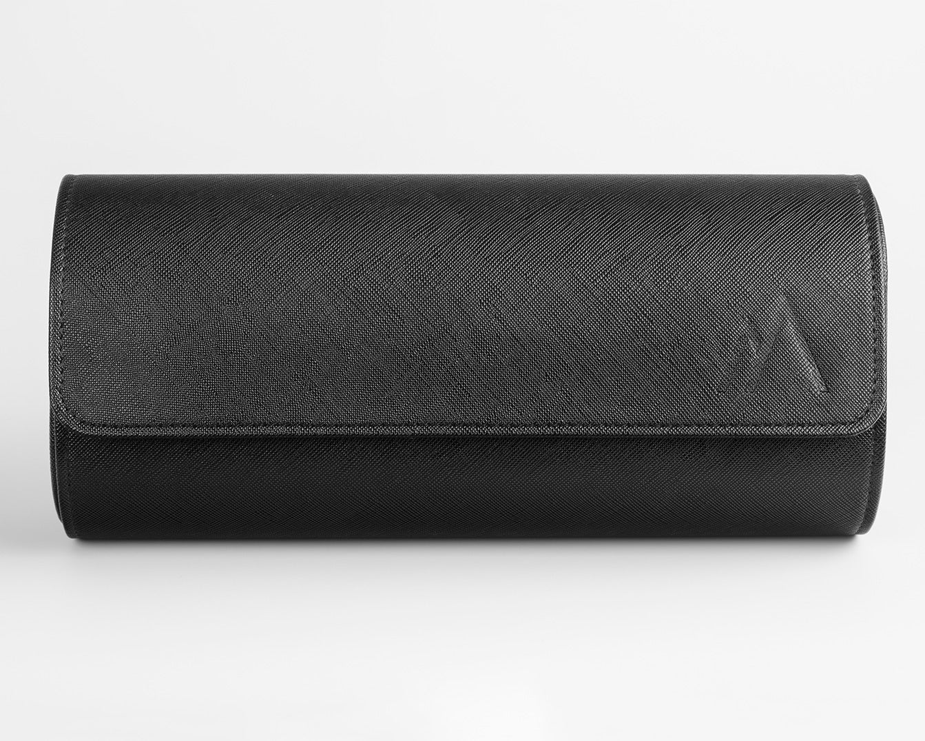 Black three slot Leather Watch roll - Front View