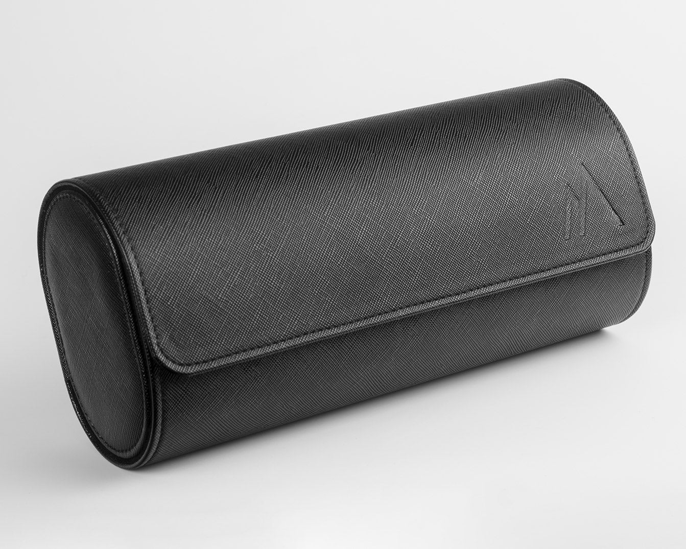 Black three slot Leather Travel Watch roll