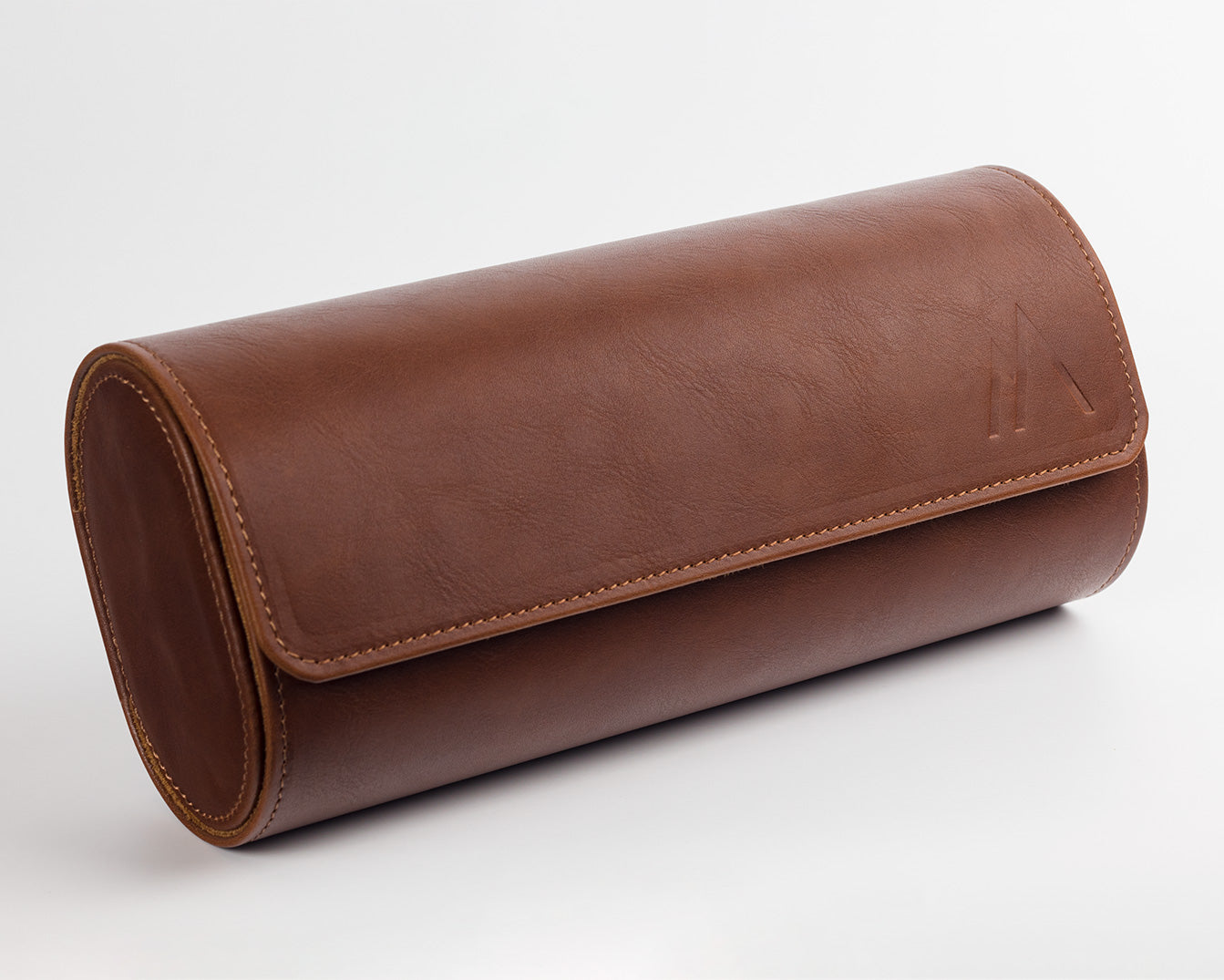 Brown three slot Leather Travel Watch roll