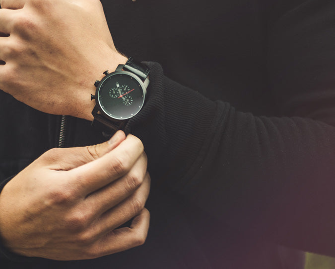Quartz chronograph date watch lifestyle black and red