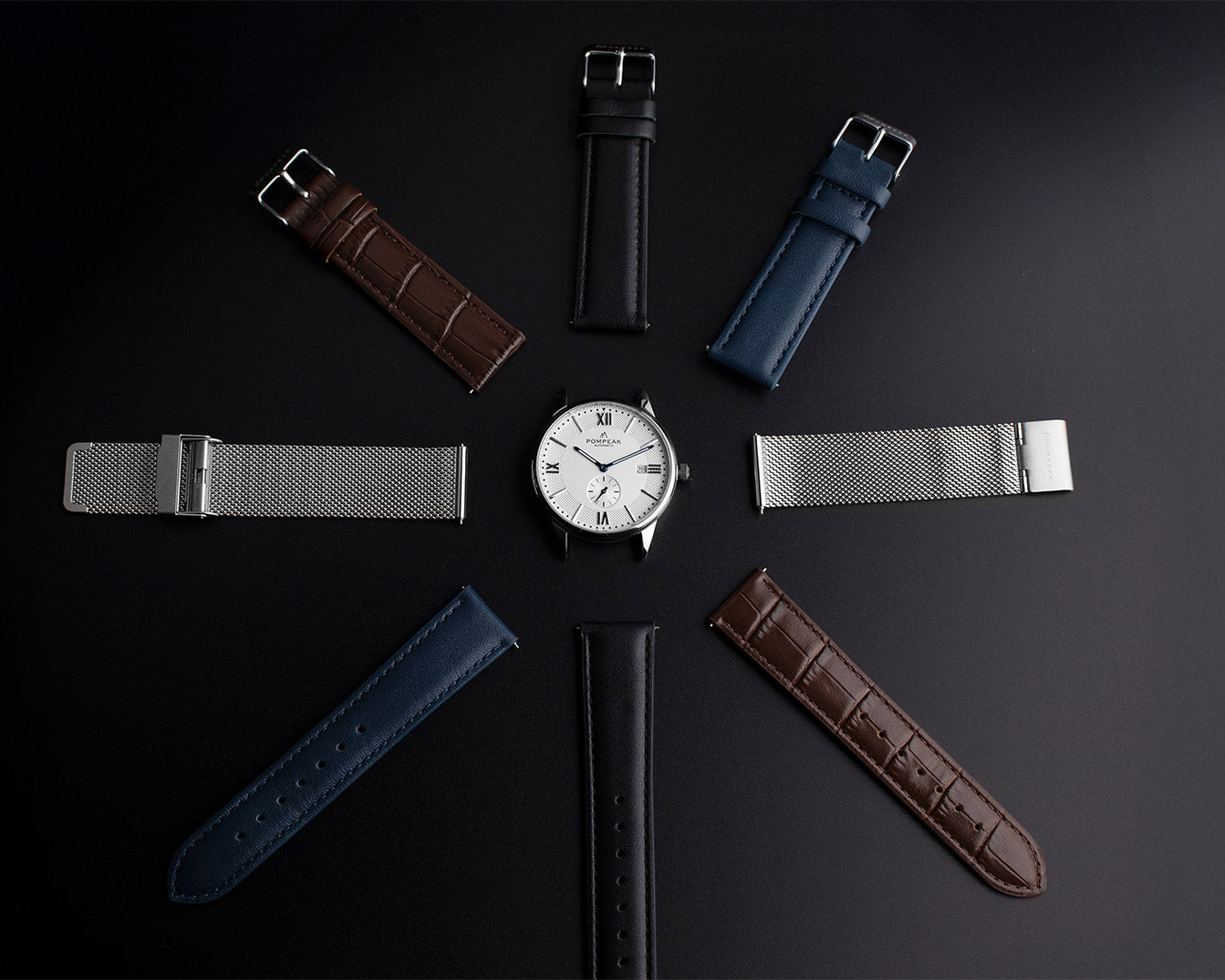 20mm Top Grain Leather and Mesh Straps for the Mallory Dress Watch