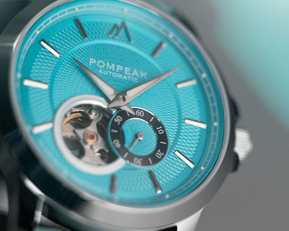 Light blue guilloche watch dial