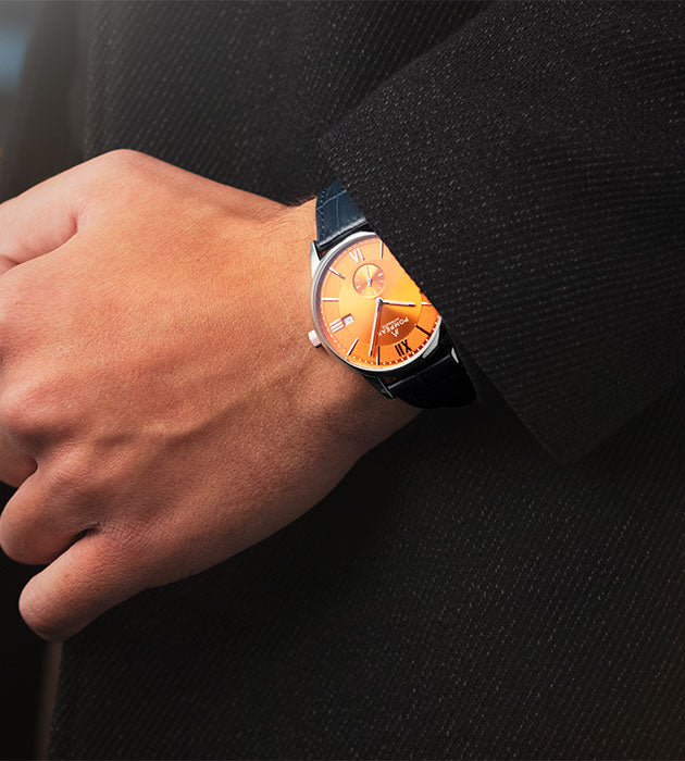 Pompeak Mallory in Orange Dial on Wrist