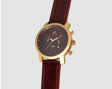 Load image into Gallery viewer, Quartz chronograph date watch metallic bands rose gold brown quick release leather
