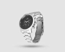 Load image into Gallery viewer, Quartz chronograph date watch metallic bands silver black
