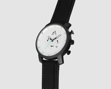 Load image into Gallery viewer, Quartz chronograph date watch tan interchangeable leather bands black white blue 45mm
