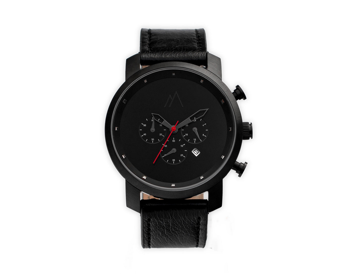Quartz chronograph date watch black and red