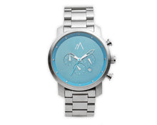 Load image into Gallery viewer, Quartz chronograph date watch metallic bands silver blue 45mm
